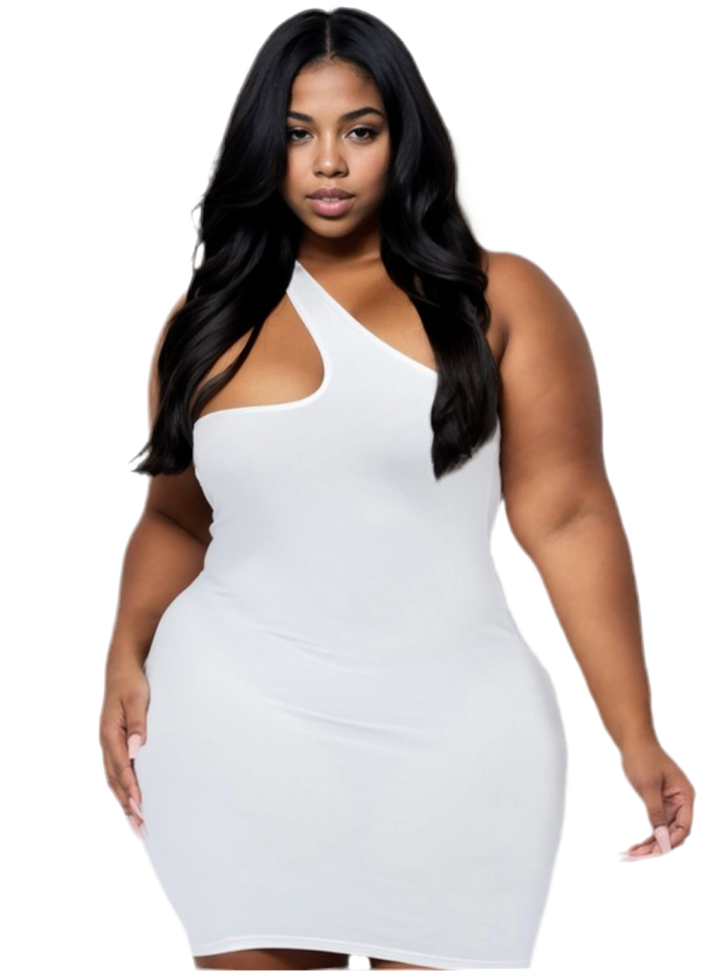 Sassy plus size one shoulder bodycon mini dress