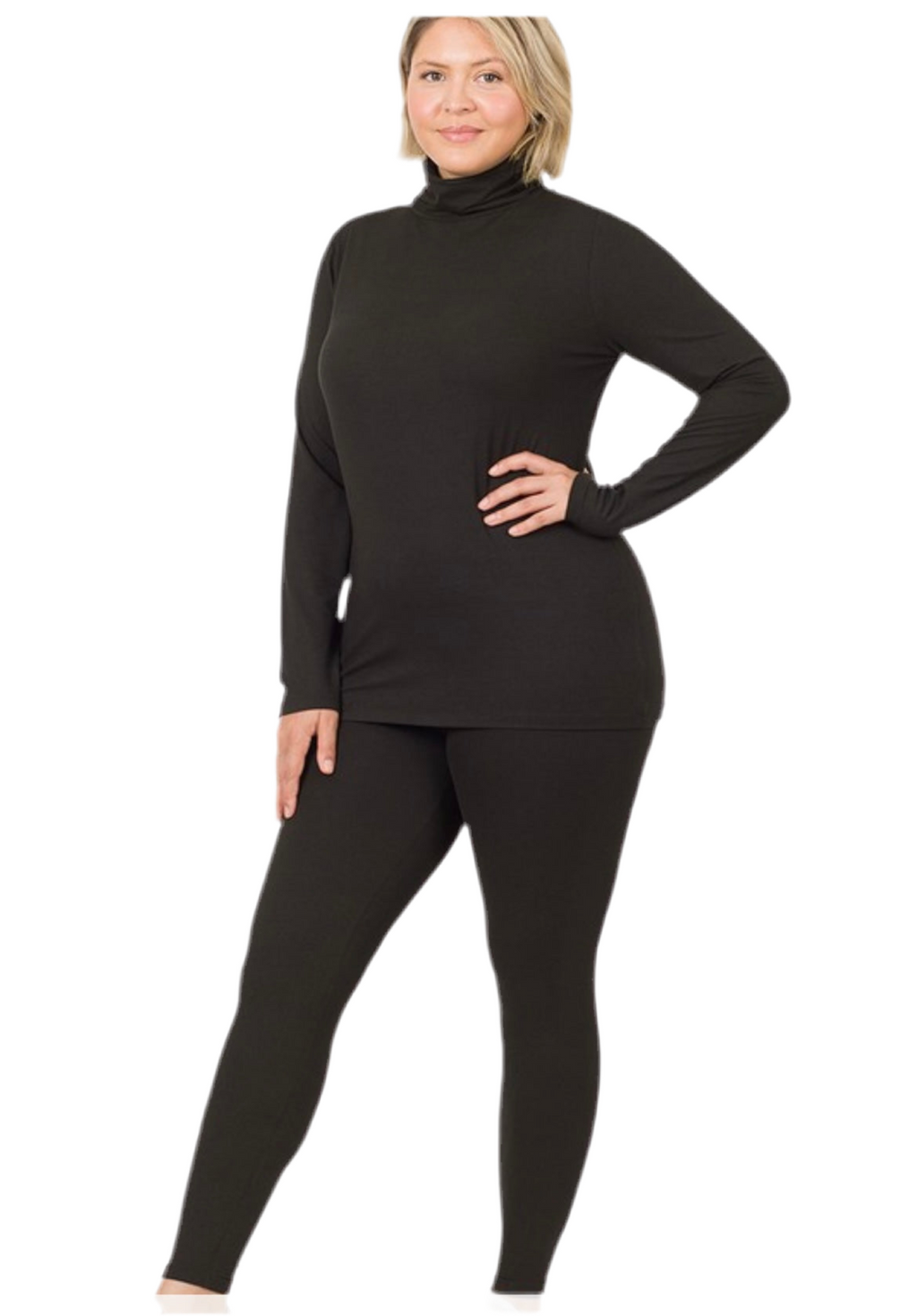 Plus turtleneck Baesic set in black