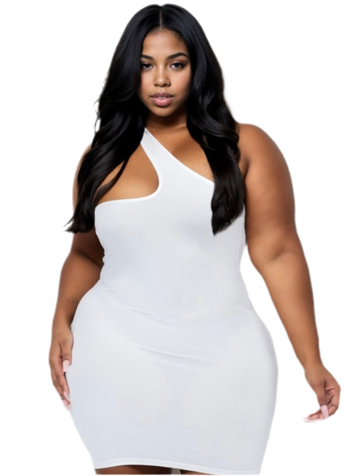 Sassy plus size one shoulder bodycon mini dress