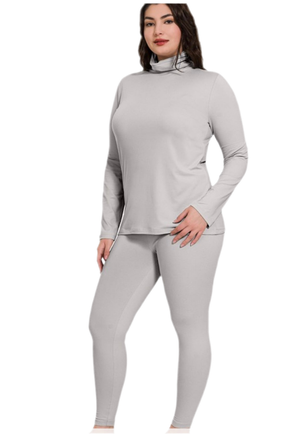 Plus turtleneck Baesic set in gray