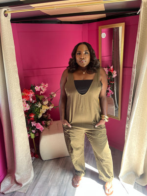 Olive v-cut jumper