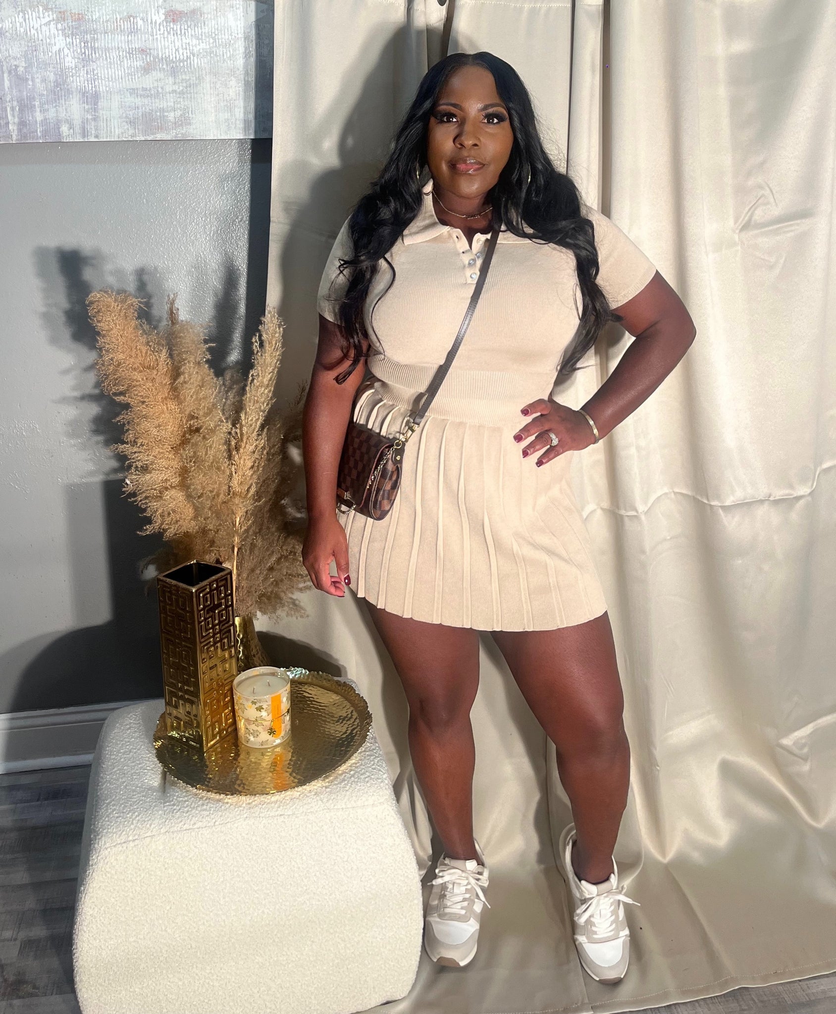 Tennis bae set in khaki