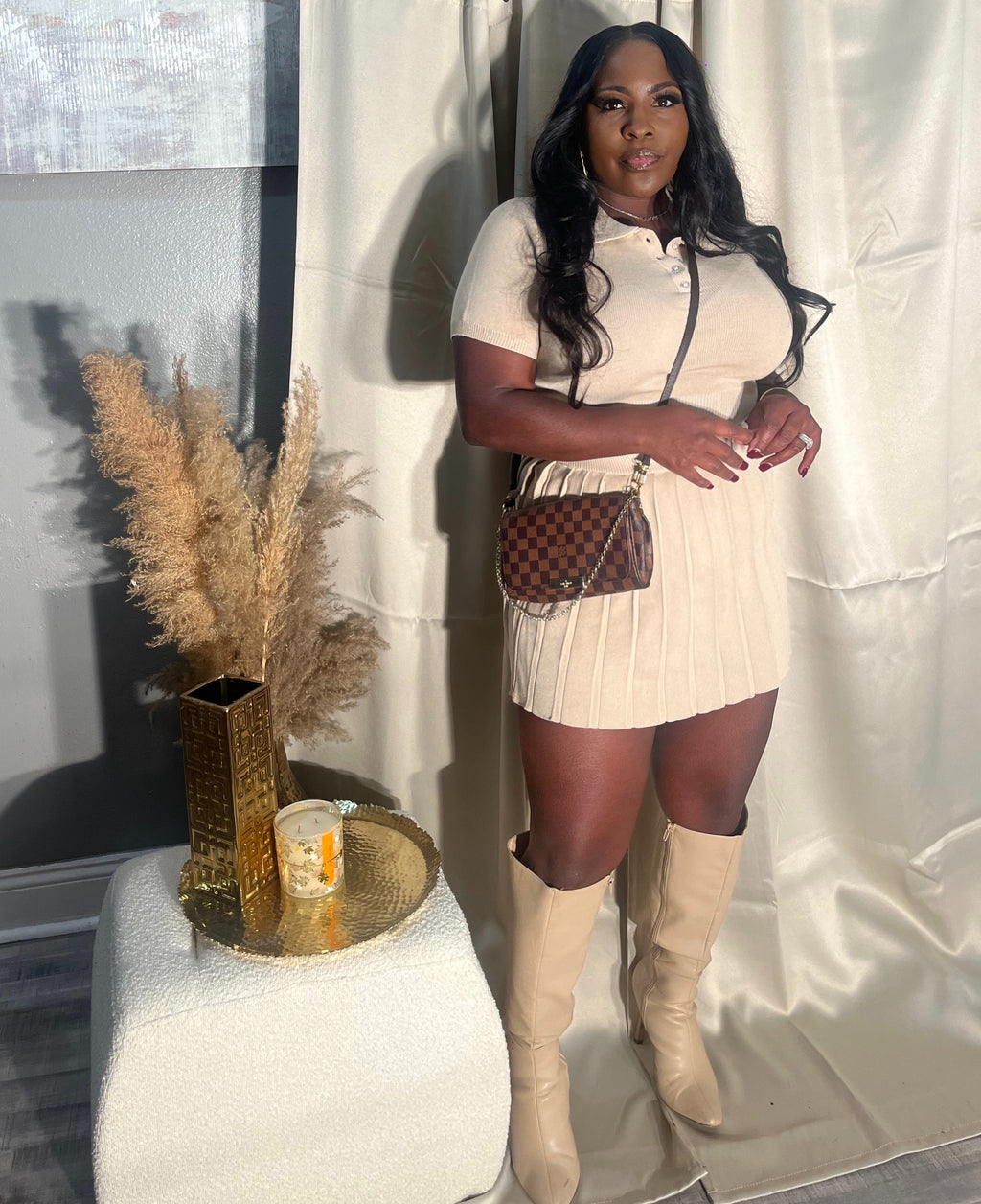 Tennis bae set in khaki