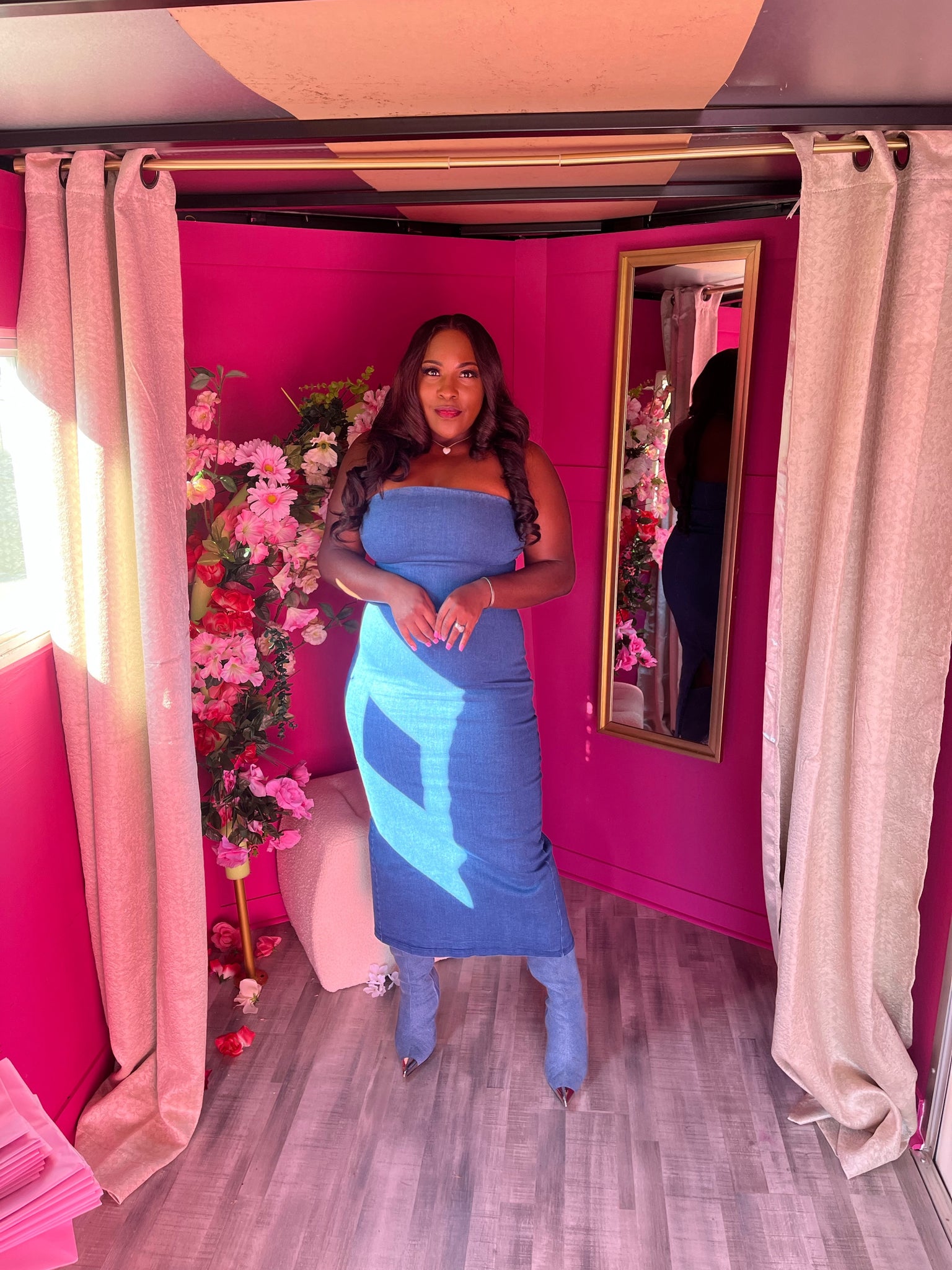 denim bae dress in dark wash