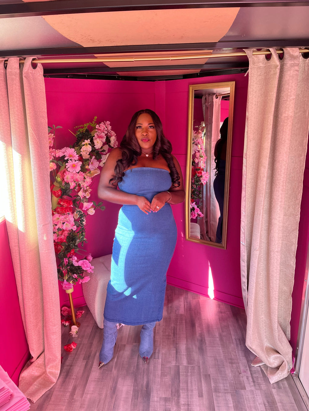 denim bae dress in dark wash