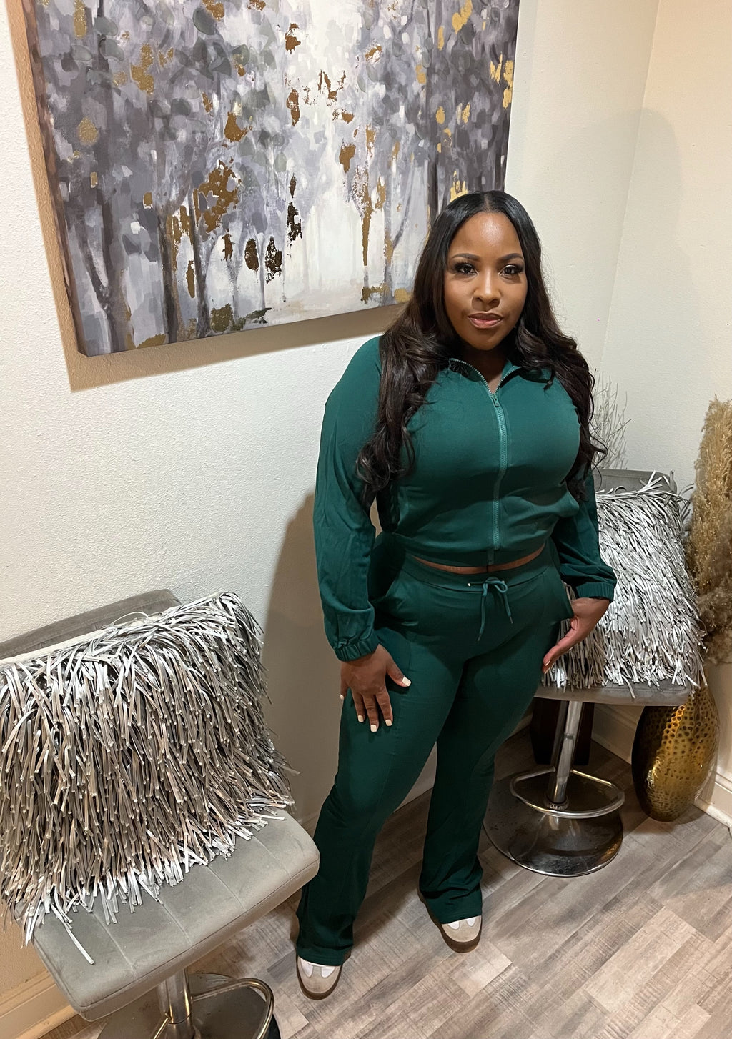 Hunter green jogging suit