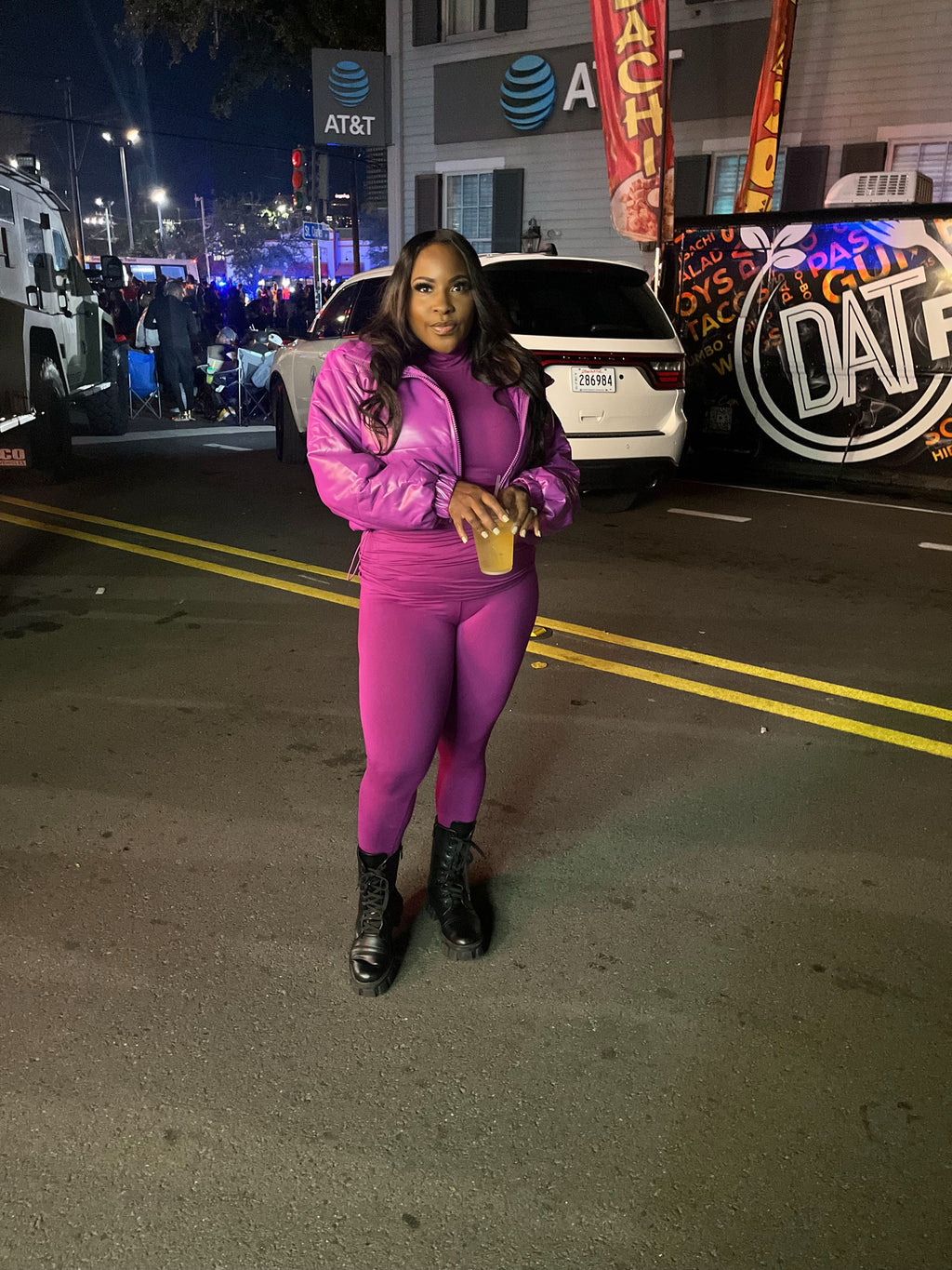 Puffer bae cropped jacket in purple