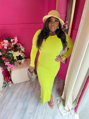 Lemon lime long sleeve Maxi dress