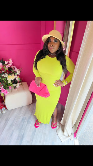 Lemon lime long sleeve Maxi dress