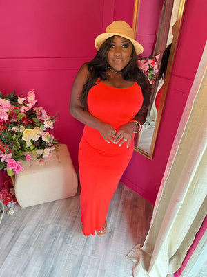 Coral  bodycon maxi dress