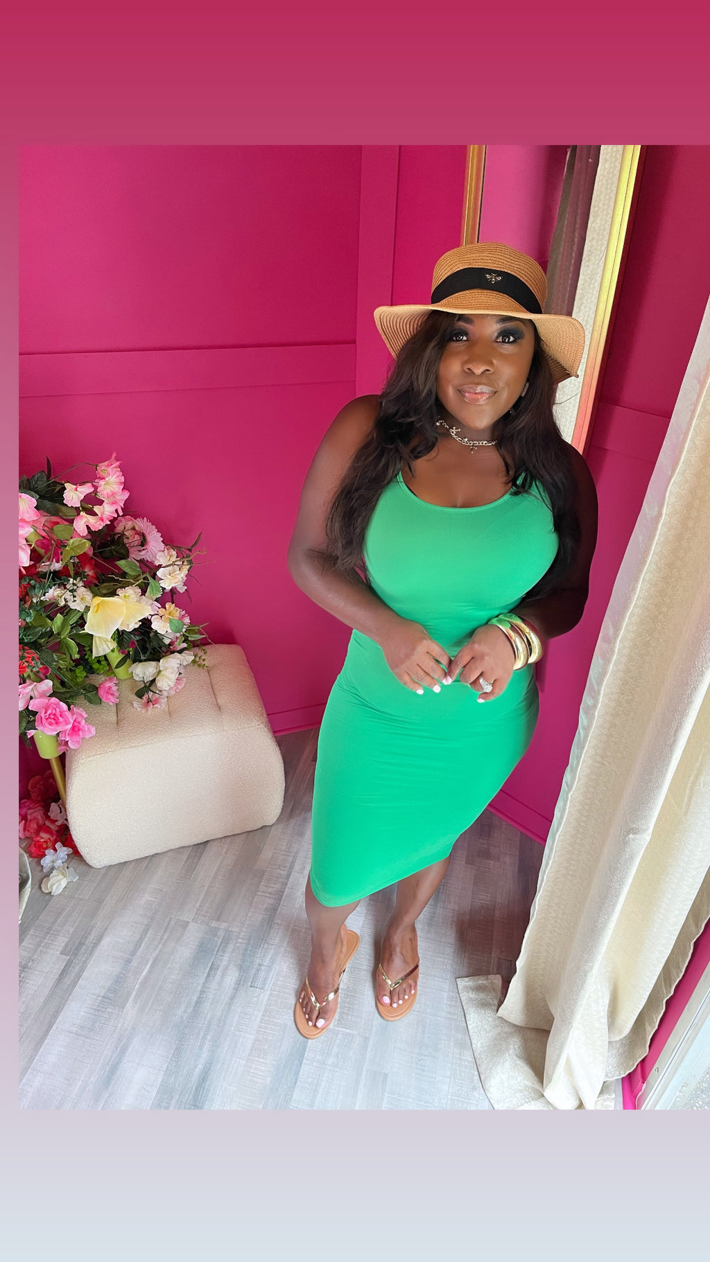green tank midi dress