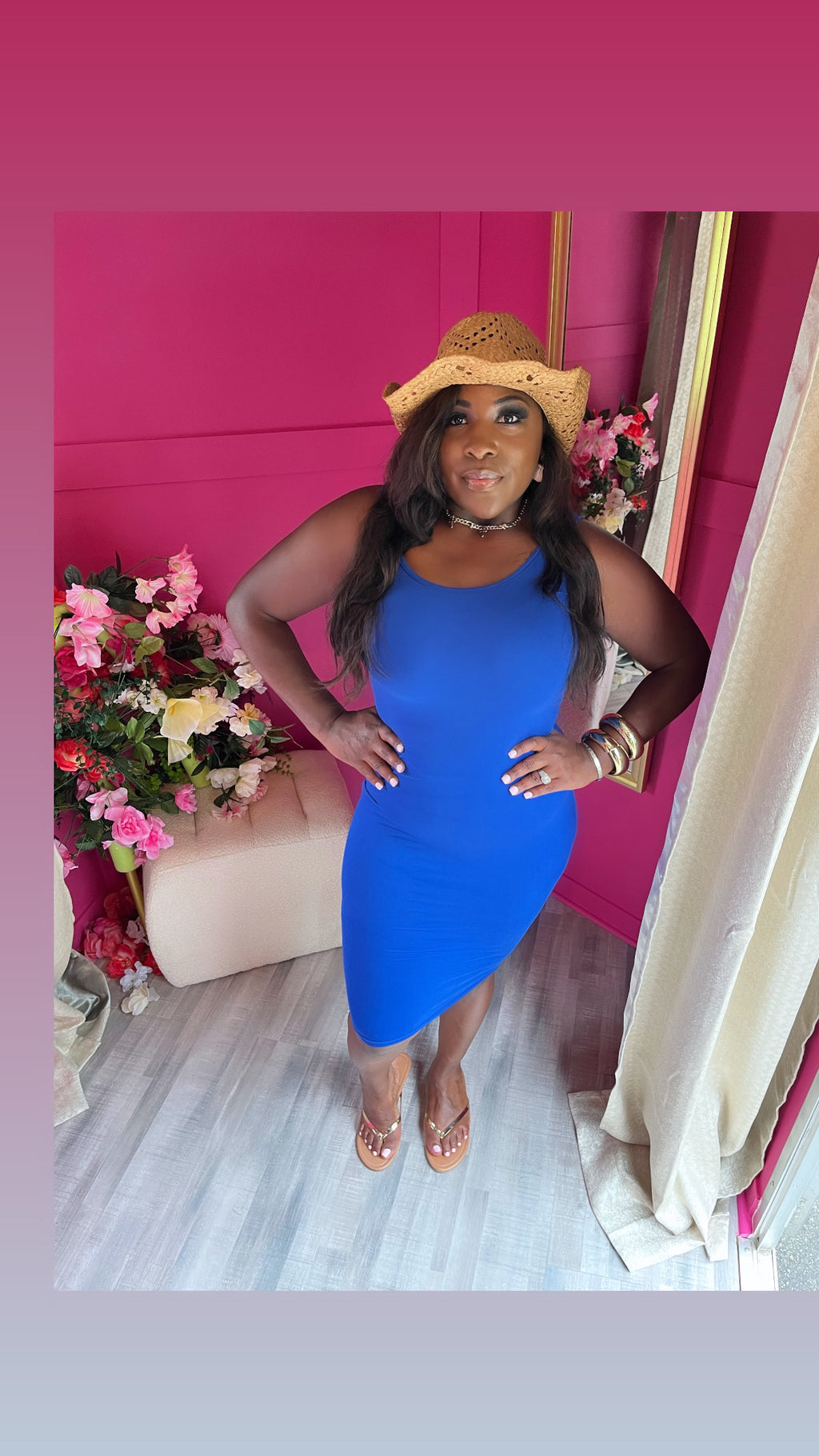 Royal blue tank midi dress