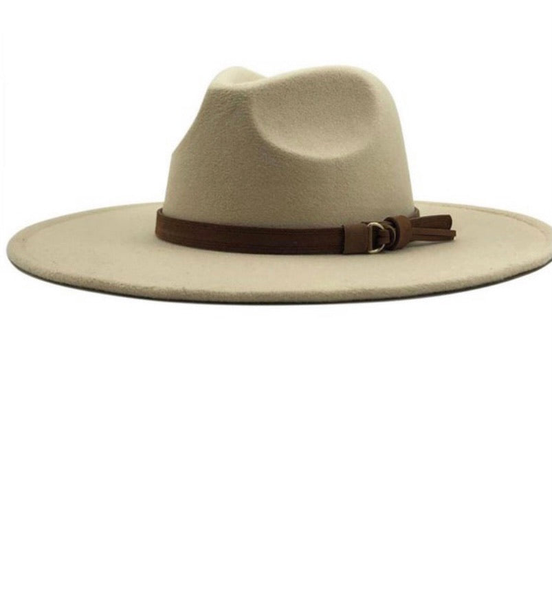 Beige wide brim dandy hat