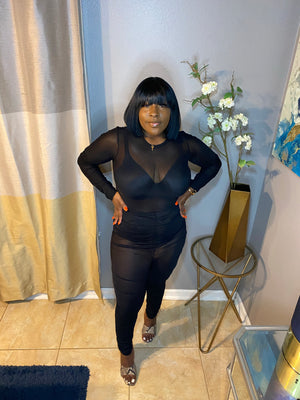 Black mesh bodysuit