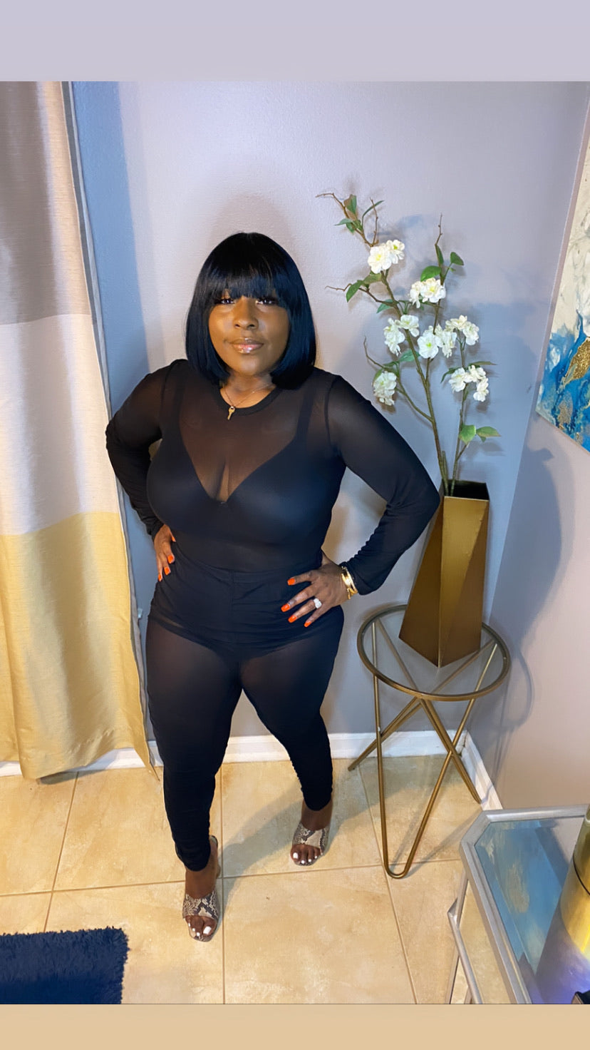 Black mesh bodysuit