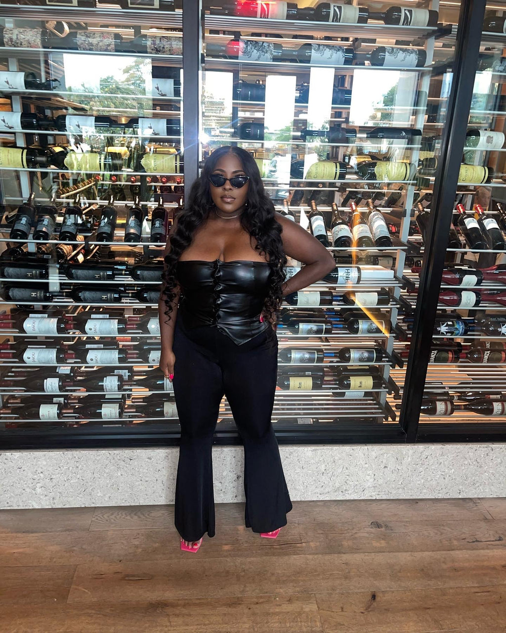 Faux leather tube top