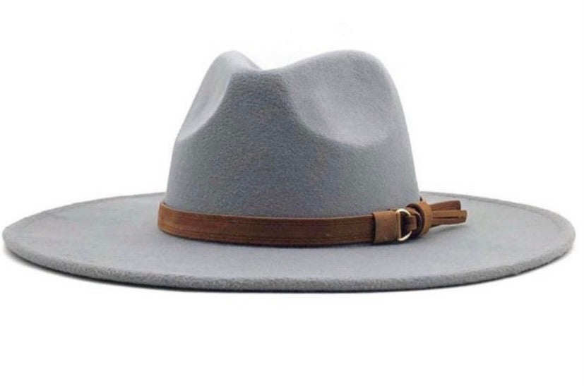 Grey wide brim dandy hat